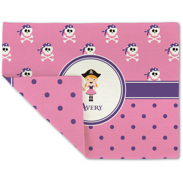 Custom Pink Pirate Double-Sided Linen Placemat - Single w/ Name or Text