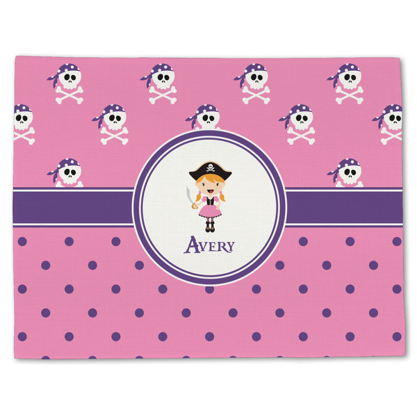 Custom Pink Pirate Single-Sided Linen Placemat - Single w/ Name or Text