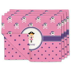 Pink Pirate Linen Placemat w/ Name or Text