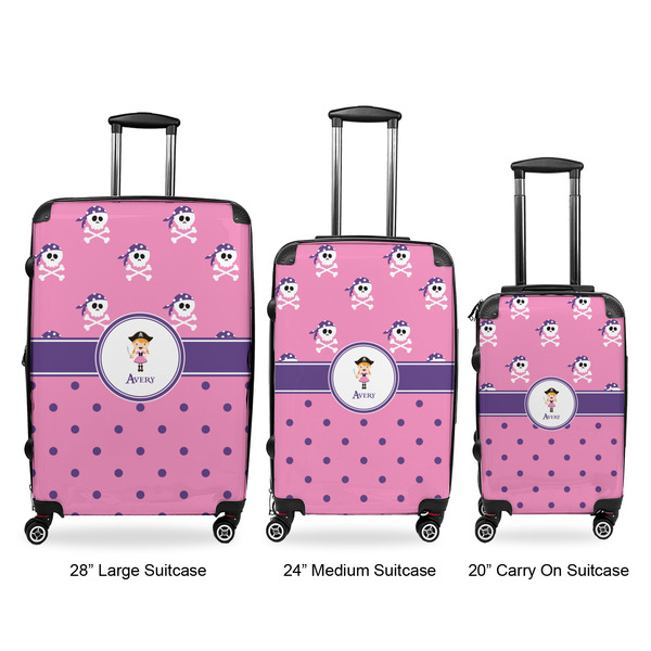 Pink Pirate Luggage Bags all sizes - With Handle