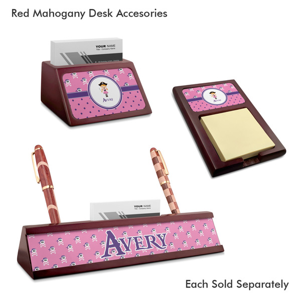 Pink Pirate Mahogany Desk Accessories