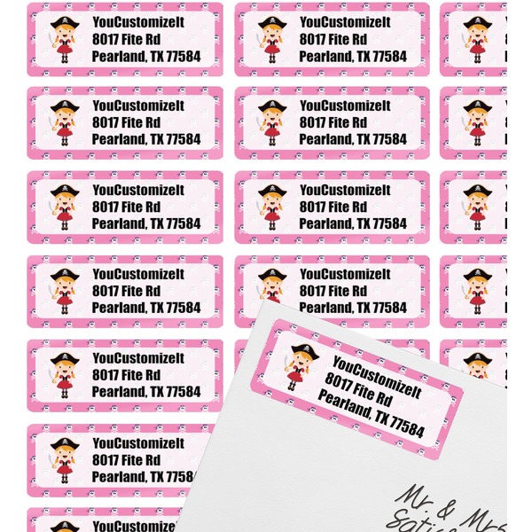 Pink Pirate Mailing Label on Envelope - Multiple Labels