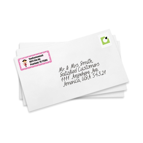 Pink Pirate Mailing Label on Envelopes