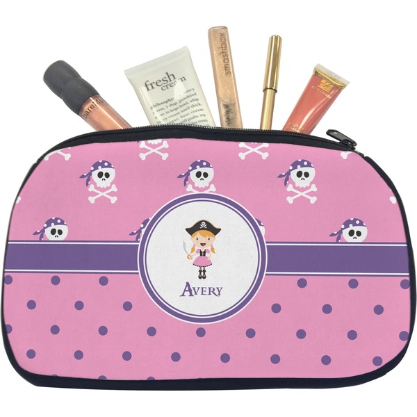 Custom Pink Pirate Makeup / Cosmetic Bag - Medium (Personalized)