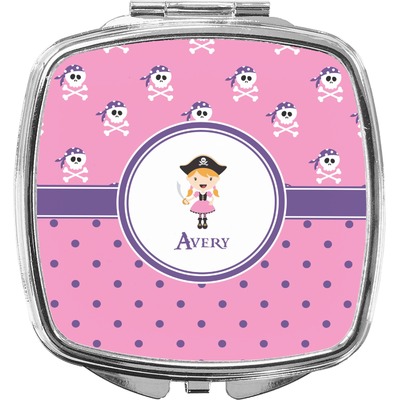 Pink Pirate Compact Makeup Mirror (Personalized)