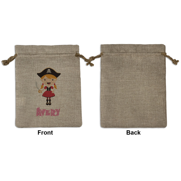 Pink Pirate Medium Burlap Gift Bag - Front Approval