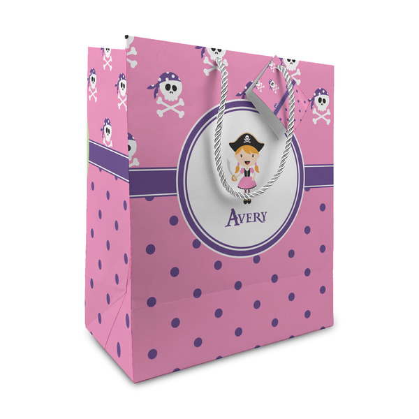 Custom Pink Pirate Medium Gift Bag (Personalized)