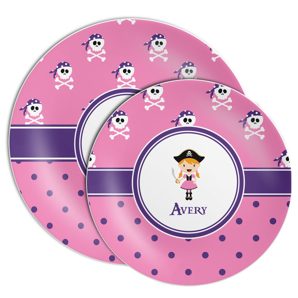 Pink Pirate Melamine Plates - PARENT/MAIN