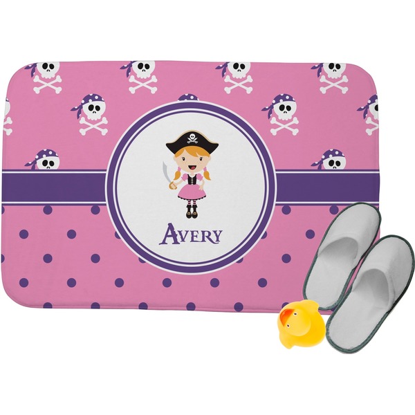 Custom Pink Pirate Memory Foam Bath Mat (Personalized)