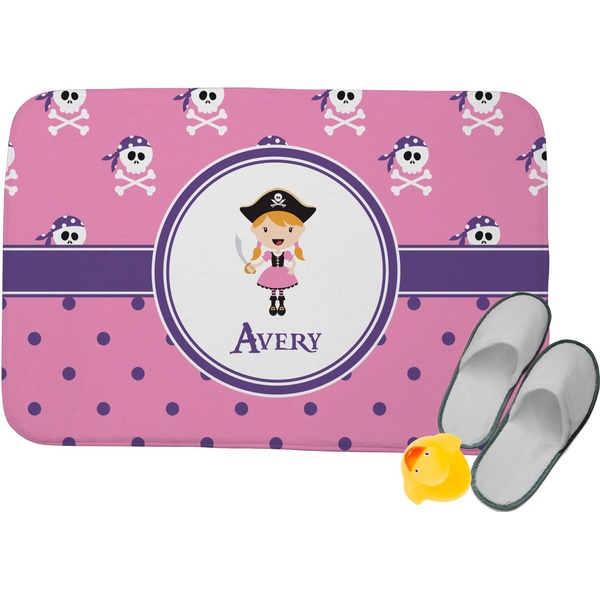 Custom Pink Pirate Memory Foam Bath Mat - 24"x17" (Personalized)