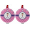 Pink Pirate Metal Ball Ornament - Front and Back