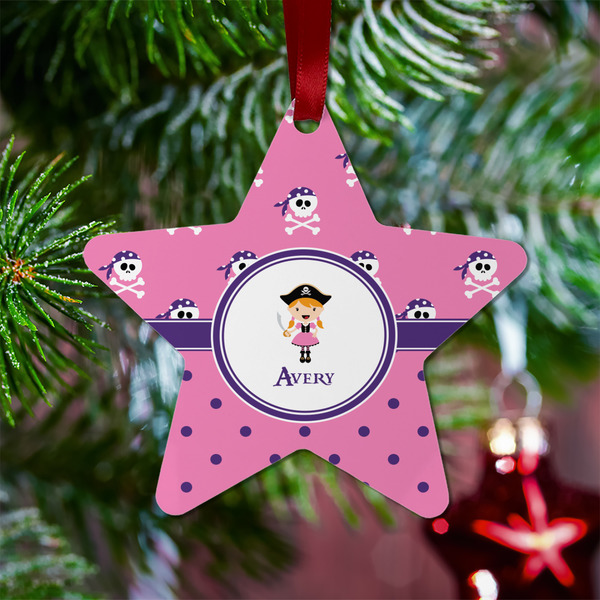 Pink Pirate Metal Star Ornament - Lifestyle