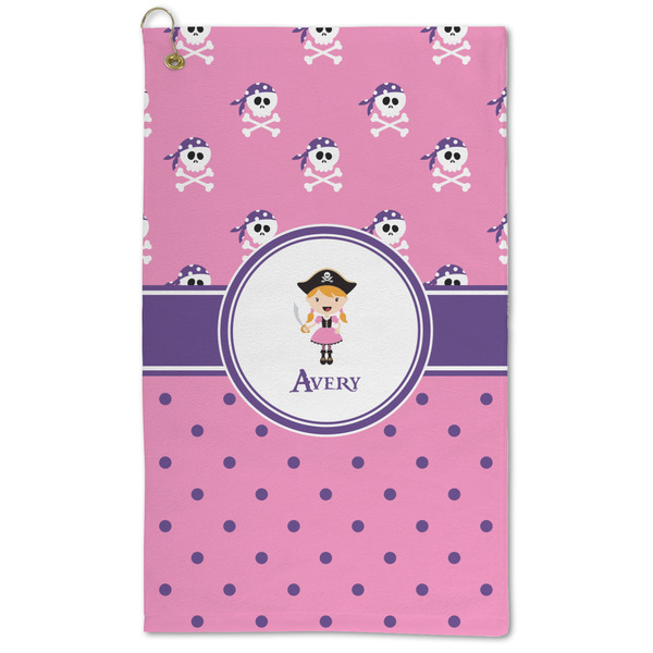 Custom Pink Pirate Microfiber Golf Towel - Large (Personalized)