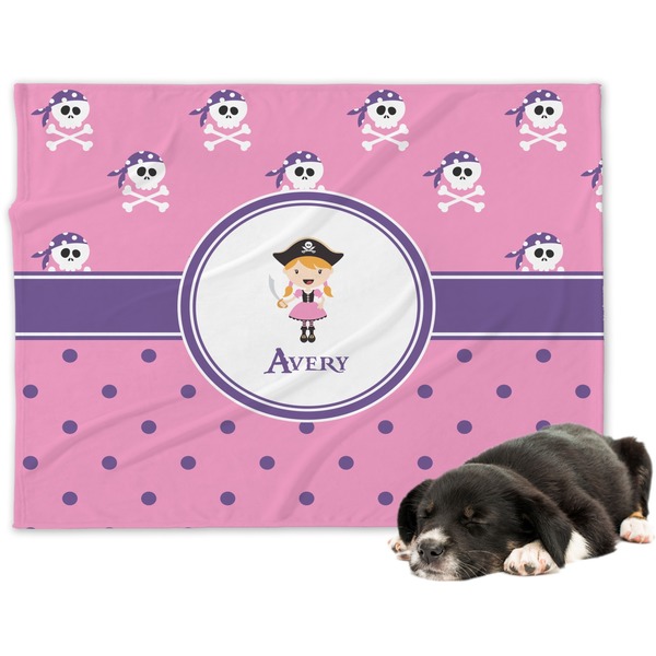Custom Pink Pirate Dog Blanket - Large (Personalized)