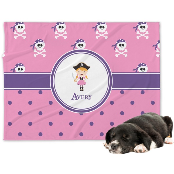 Custom Pink Pirate Dog Blanket - Regular (Personalized)