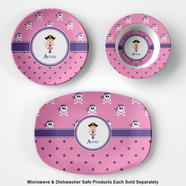 Pink Pirate Microwave & Dishwasher Safe CP Plastic Dishware - Group