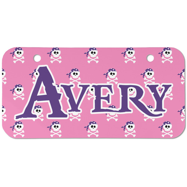 Custom Pink Pirate Mini/Bicycle License Plate (2 Holes) (Personalized)