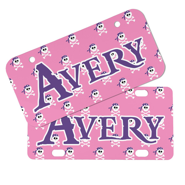 Pink Pirate Mini License Plates - MAIN (4 and 2 Holes)