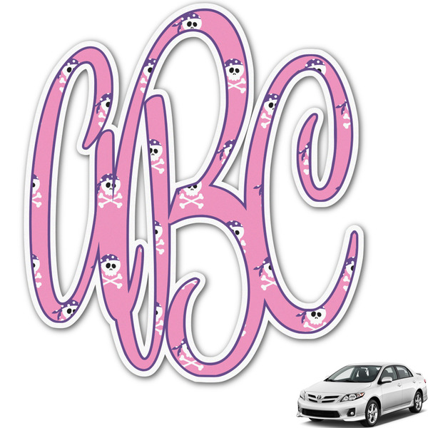 Custom Pink Pirate Monogram Car Decal (Personalized)