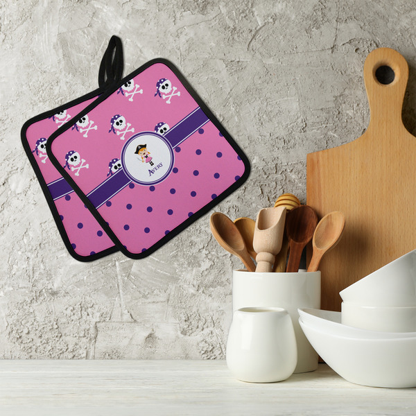 Pink Pirate Neoprene Pot Holder - Set of 2  LIFESTYLE