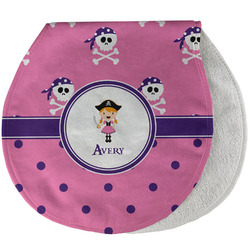 Pink Pirate Burp Pad - Velour w/ Name or Text