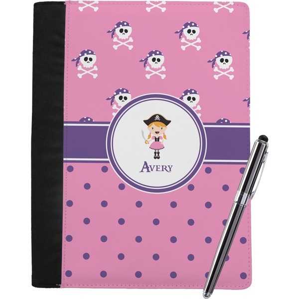 Custom Pink Pirate Notebook Padfolio - Large w/ Name or Text