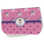 Pink Pirate Burp Cloth - Fleece w/ Name or Text