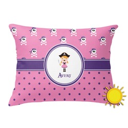 Pink Pirate Outdoor Throw Pillow (Rectangular) (Personalized)