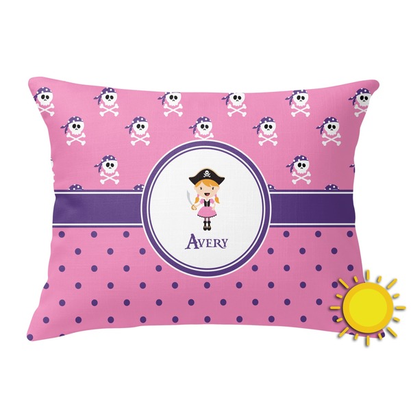 Custom Pink Pirate Outdoor Throw Pillow (Rectangular) (Personalized)