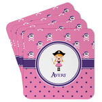 Pink Pirate Paper Coasters w/ Name or Text