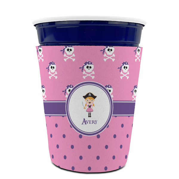 Pink Pirate Party Cup Sleeves - without bottom - FRONT (on cup)