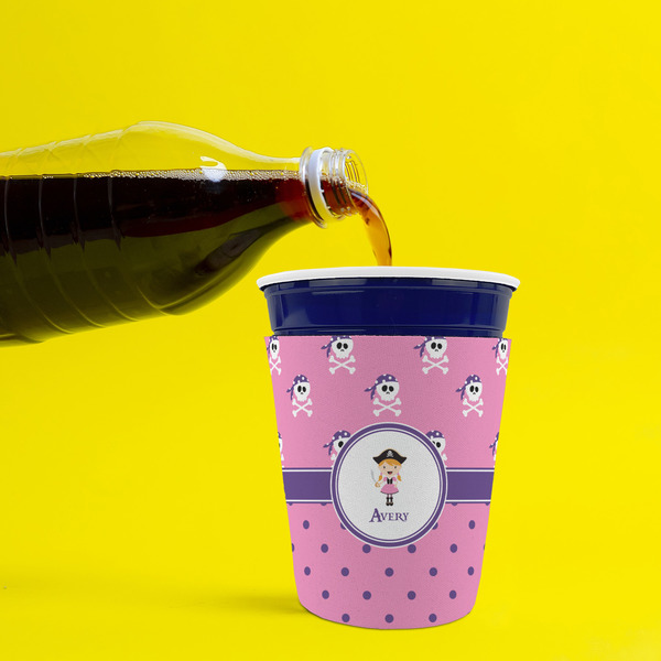 Pink Pirate Party Cup Sleeves - without bottom - Lifestyle
