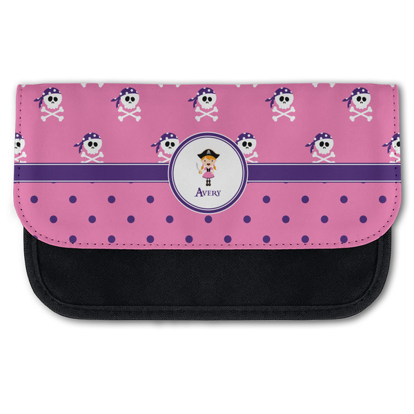 Custom Pink Pirate Canvas Pencil Case w/ Name or Text