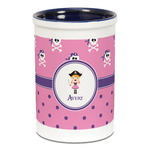 Pink Pirate Ceramic Pencil Holders - Blue