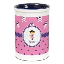 Pink Pirate Ceramic Pencil Holders - Blue
