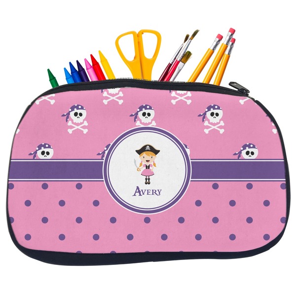 Pink Pirate Pencil / School Supplies Bags - Medium