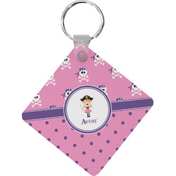 Pink Pirate Diamond Plastic Keychain w/ Name or Text