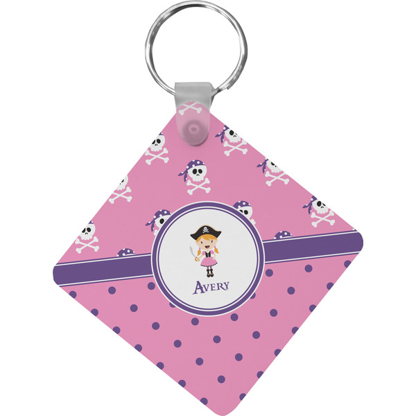 Custom Pink Pirate Diamond Plastic Keychain w/ Name or Text