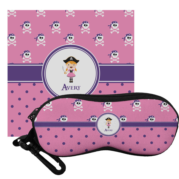 Custom Pink Pirate Eyeglass Case & Cloth (Personalized)