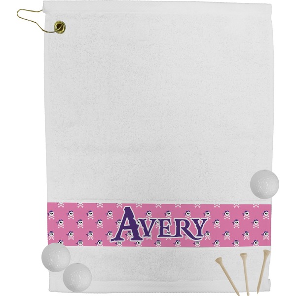 Custom Pink Pirate Golf Bag Towel (Personalized)