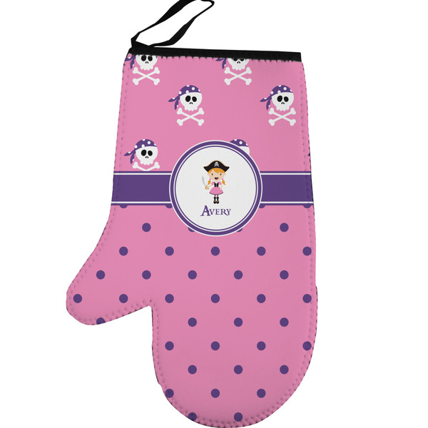 Pink Pirate Personalized Oven Mitt - Left
