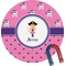 Pink Pirate Round Fridge Magnet (Personalized)