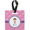 Pink Pirate Plastic Luggage Tag - Square w/ Name or Text