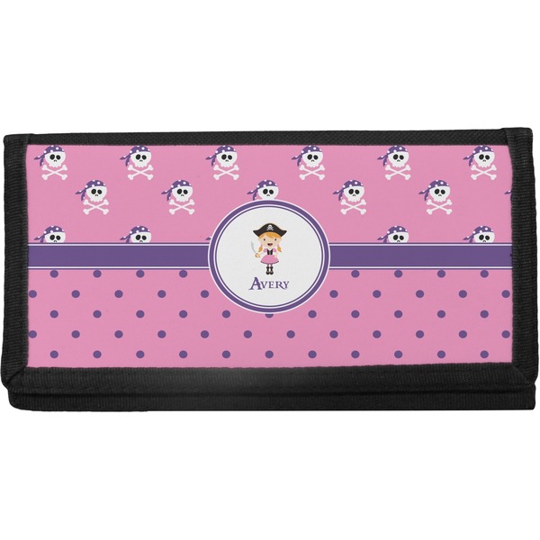 Custom Pink Pirate Canvas Checkbook Cover (Personalized)