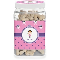 Pink Pirate Dog Treat Jar (Personalized)