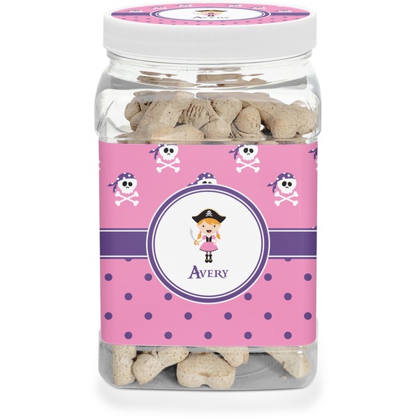 Custom Pink Pirate Dog Treat Jar (Personalized)