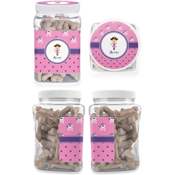 Pink Pirate Pet Treat Jar - Multiple Angles