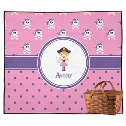 Pink Pirate Outdoor Picnic Blanket (Personalized)