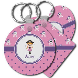 Pink Pirate Plastic Keychain (Personalized)