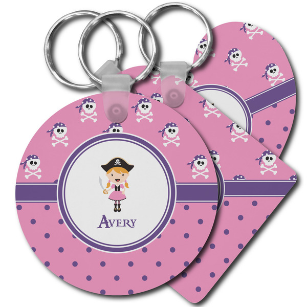 Custom Pink Pirate Plastic Keychain (Personalized)